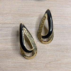 Vintage Black and Gold Loop Earrings
